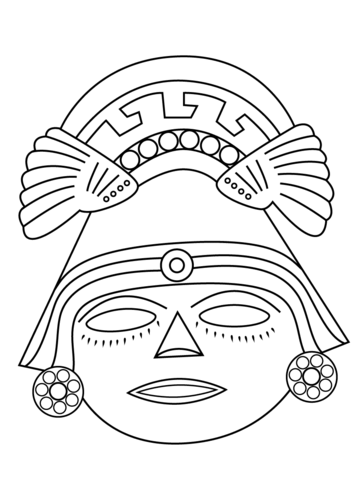 Aztec Mask Coloring Page